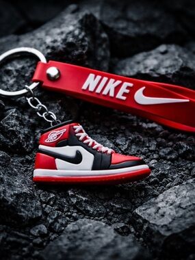 Nike Red Air Jordan Keychain with Logo Tag